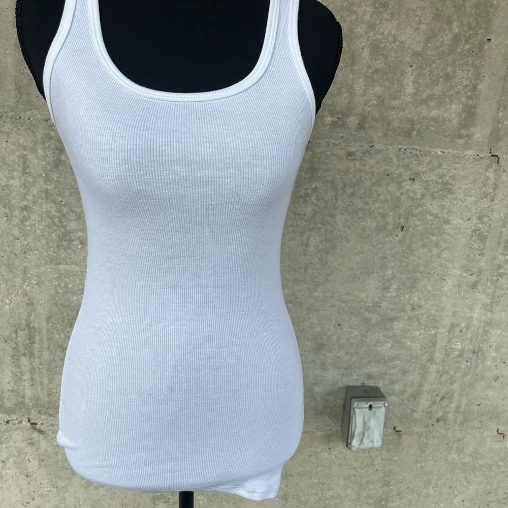 Felina Classic White Ribbed Tank Top